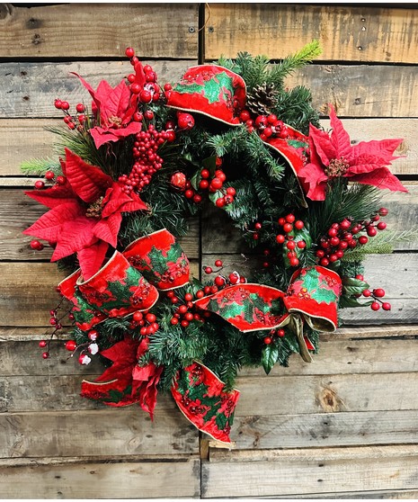 HOLLY BERRY WREATH SILK