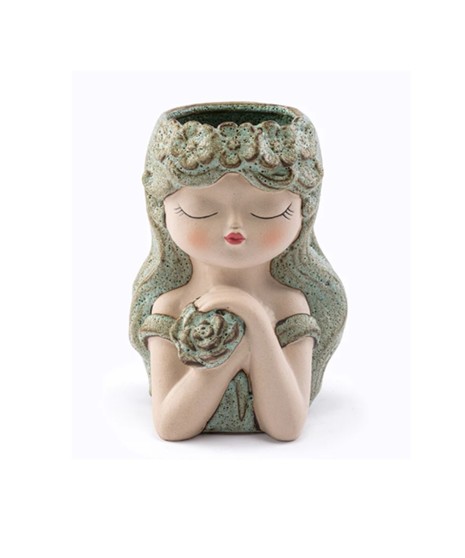 Crossed Arms Girl Head Planter