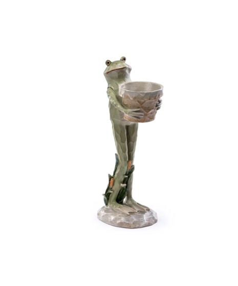 Standing Frog Holding Planter