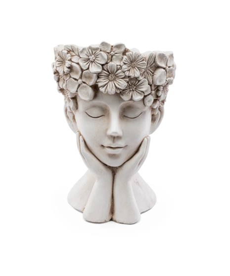Flower Lady Hands on Chin Planter