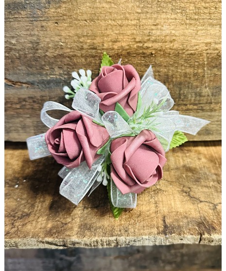 silk mauve rose corsage and boutonniere set