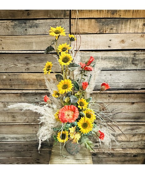 SUNFLOWERS AND POPPIES (SILK)